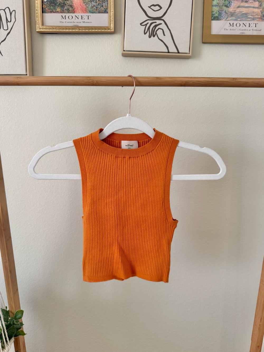 Aritzia Orange Ribbed Tank